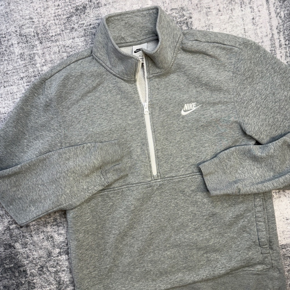 Nike Sweatshirt Adult Medium Gray Sportswear Club Fleece 1/2 Zip Pullover Gym